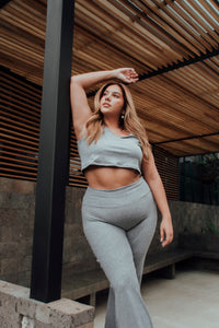 Crop Top Gris Claro Jaspeado